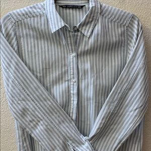 Baby blue and white stripped shirt